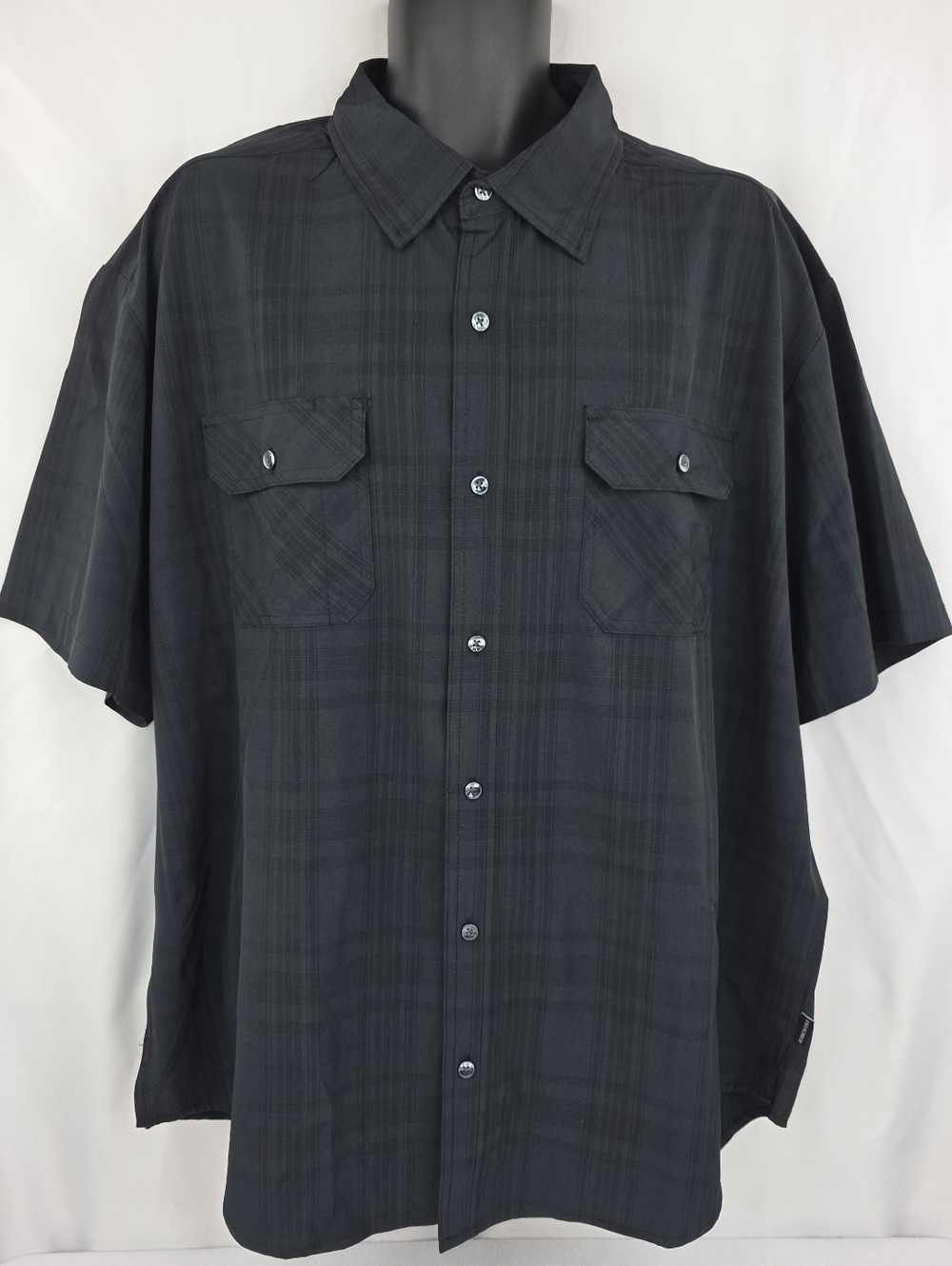 Kenneth Cole NY Men's Black Plaid Short Sleeve Shirt Slim Fit Size 3X AA-1983